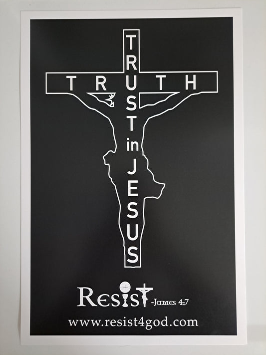 11"x17" black matte double-sided Crucifix cardstock/poster