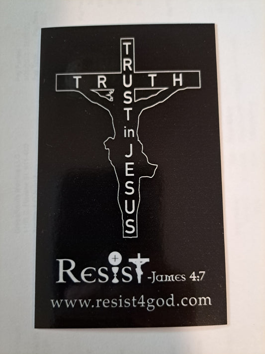 3"x5" black glossy RESiSt Crucifix sticker/decal